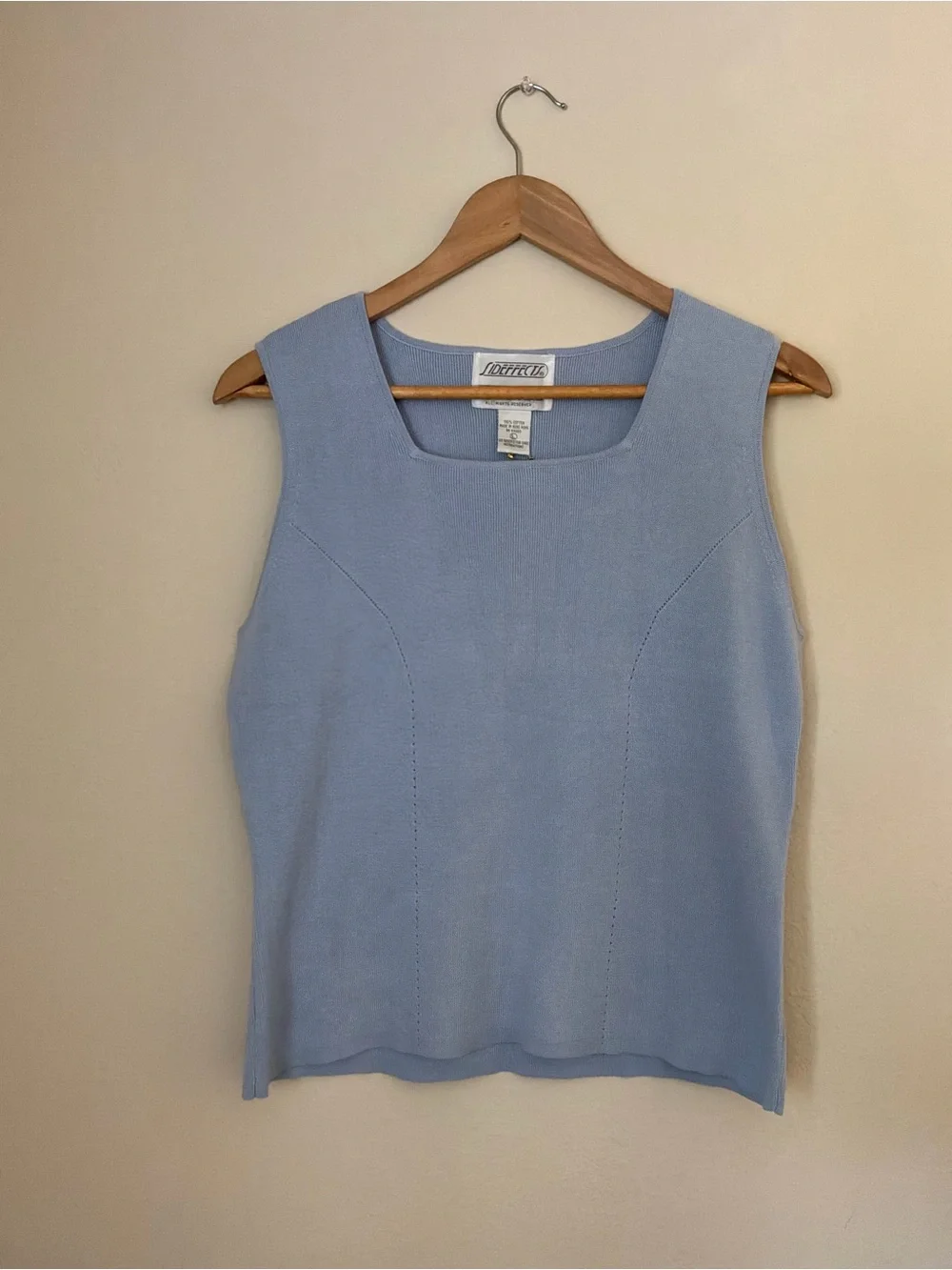 Sideffects Sleeveless Square-Neck Knit Tank Top - Light Blue - Picture 2 of 5
